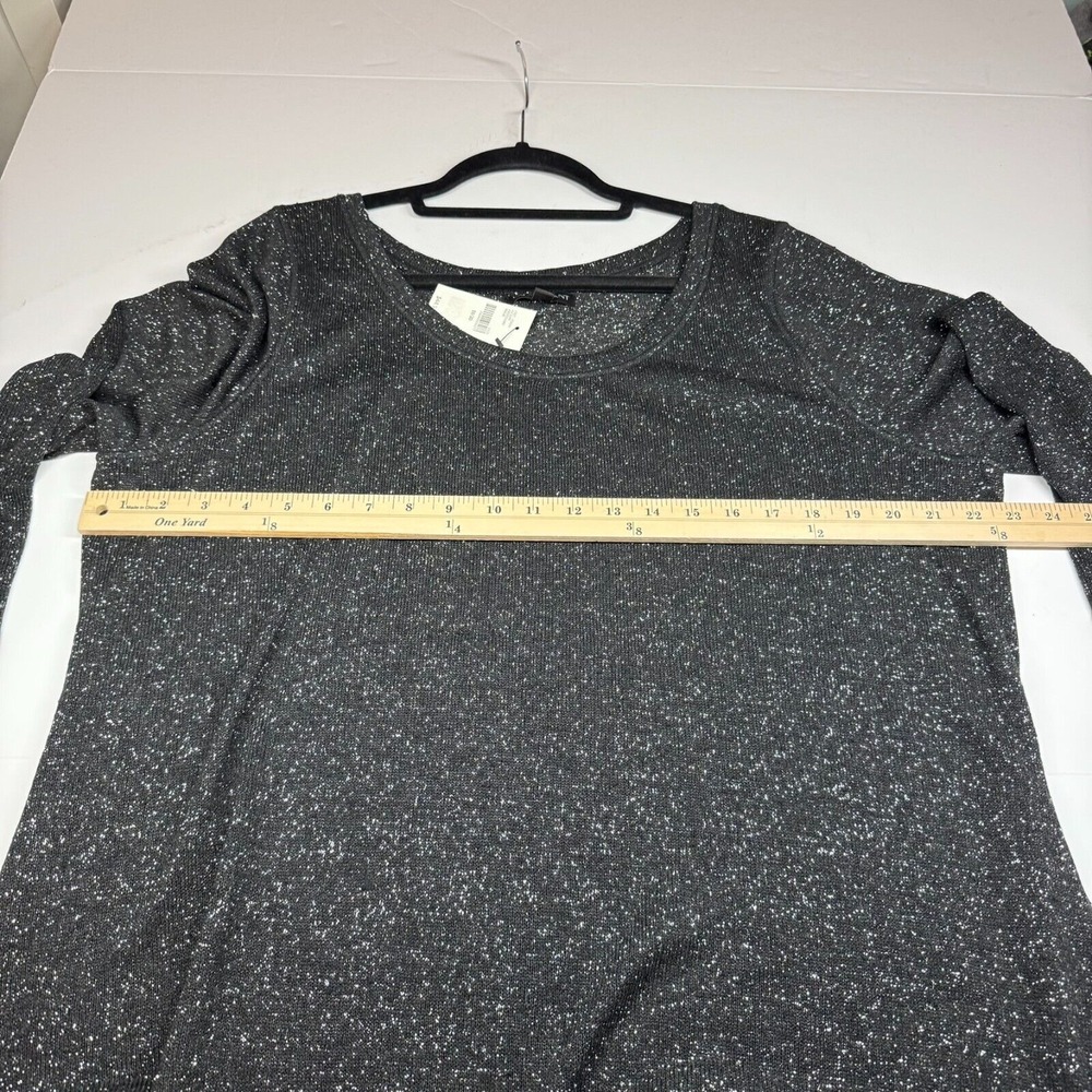 Lane Bryant Black Silver Shimmer Top NEW Sz 18/20 Asymmetric Tunic Lagenlook - Picture 5 of 12